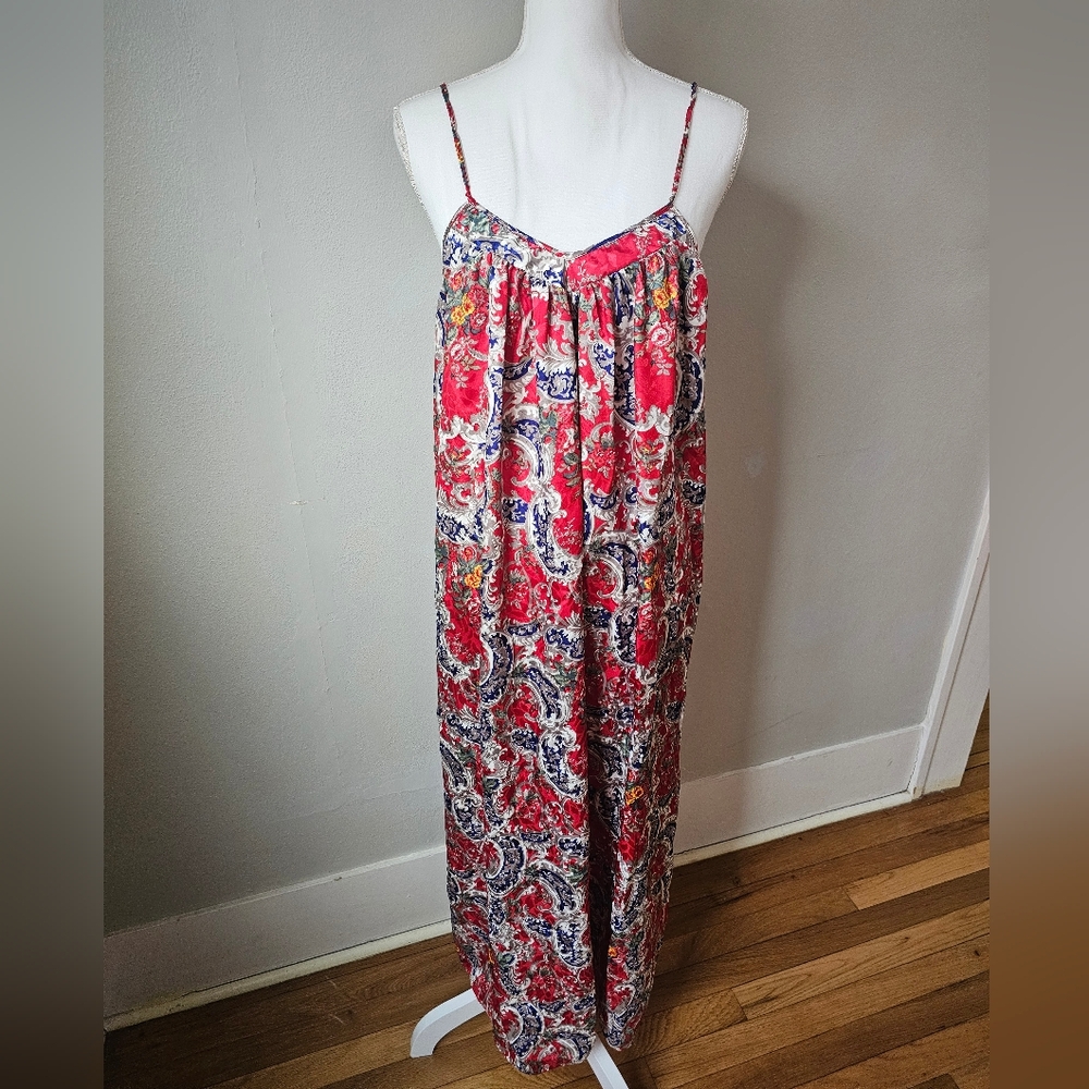 Vintage Mary McFadden Red Floral Nightgown